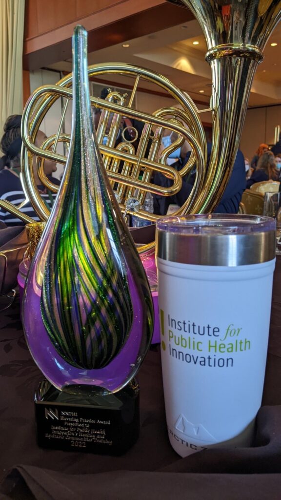 IPHI's teardrop-shaped trophy for the Elevating Practice Award.